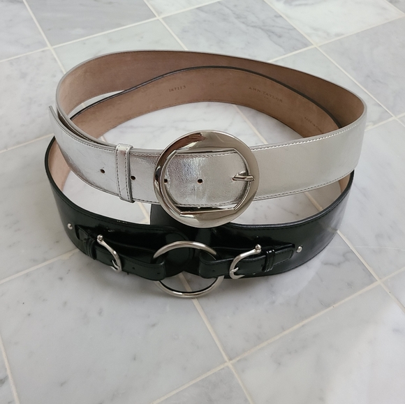 Ann Taylor Accessories - Ann Taylor Leather Belt Bundle Black Silver Medium